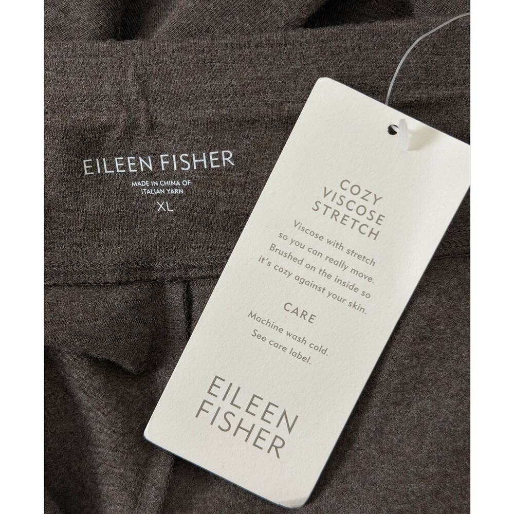 Eileen Fisher Cozy Viscose Stretch Straight Leg Yoke Pants Brown XL Pull-On NWT - Picture 3 of 9